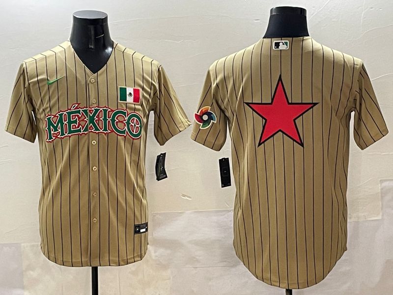 Men Mexico Blank Brown Stripe Joint Name 2025 Nike MLB Jersey style 7
